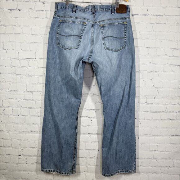 VTG 90’s Lee Dungarees Jeans Men Size 34 Relaxed Boot Cut Blue Denim Baggy Loose - Picture 5 of 15